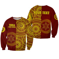 (Custom Personalised) Tonga High School Sweatshirt Tongan Ngatu Pattern LT14 Unisex Red - Polynesian Pride