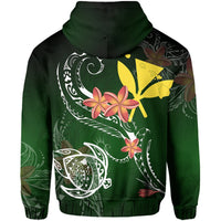 Hawaii Turtle Plumeria Polynesian Zipper Hoodie Luck Style - Polynesian Pride