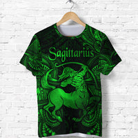 Custom Sagittarius Zodiac Polynesian T Shirt Unique Style Green LT8 - Polynesian Pride