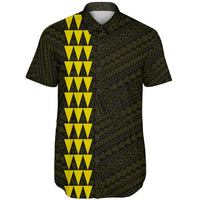 Hawaii Kakau Polynesian Hammerhead Shark Short Sleeve Shirt - Yellow - Polynesian Pride