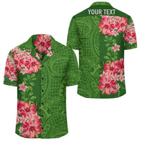 (Personalized) Hibiscus Flowers Polynesian - Hawaiian Shirt - Green - Curtis Style Unisex Green - Polynesian Pride
