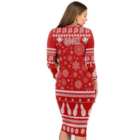 Hawaii Christmas Long Sleeves Body Dress Mele Kalikimaka - Pineapple LT7 - Polynesian Pride