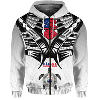 Samoa Black Saturday Hoodie Visual Arts LT9 Zip Hoodie White - Polynesian Pride