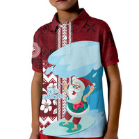 Hawaii Christmas Surfing Santa Claus Mele Kalikimaka Polo Shirt KID LT7 Unisex Red - Polynesian Pride