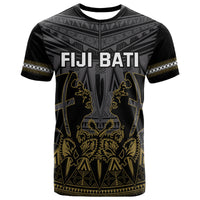 Fiji Rugby Bati T Shirt Fijian Coat of Arms Tapa Pattern LT9 Black - Polynesian Pride
