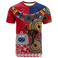 Custom Australia Aboriginal and Samoa Polynesian T Shirt Boomerang LT9 Red - Polynesian Pride