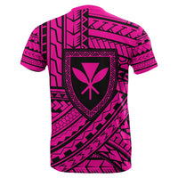 Hawaii Coat of Arms Polynesian T Shirt Pink Quarter Style - Polynesian Pride