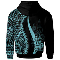 New Caledonia Zip up Hoodie Turquoise Tentacle Tribal Pattern - Polynesian Pride