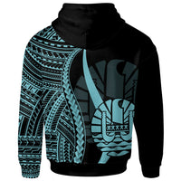 Tahiti Custom Hoodie Turquoise Tentacle Tribal Pattern - Polynesian Pride