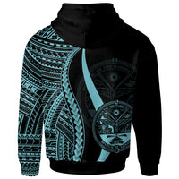 Marshall Islands Zip up Hoodie Turquoise Tentacle Tribal Pattern Crest - Polynesian Pride