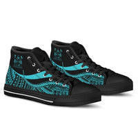 Fiji High Top Shoes Turquoise - Polynesian Tentacle Tribal Pattern Crest - Polynesian Pride