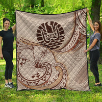 Tahiti Premium Quilt - Hibiscus Flowers Vintage Style Nude - Polynesian Pride
