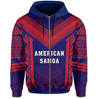 American Samoa Coat of Arms Polynesian Zip Hoodie Active - Polynesian Pride