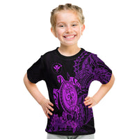 Hawaii Polynesian T Shirt Kid Purple Sea Turtles Hawaiian LT13 - Polynesian Pride