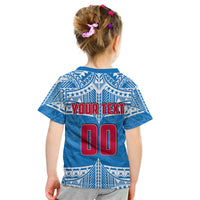 (Custom Personalised And Number) Toa Samoa Rugby T Shirt KID Blue Sky LT6 Blue - Polynesian Pride