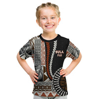 (Custom Personalised) Bula Fiji T Shirt Kid Masi Tapa Patterns Style LT6 Youth XL Size14 - Polynesian Pride