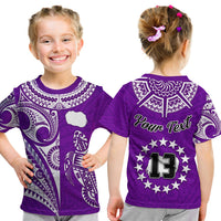 (Custom Text and Number) Rarotonga Cook Islands T Shirt Turtle and Map Style Purple LT13 - Polynesian Pride