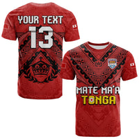 (Custom Text and Number) Tonga Rugby MMT T Shirt Ngatu Mate Maa Tonga Simple LT13 Red - Polynesian Pride