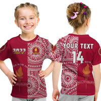 (Custom Text and Number) Beulah Tonga College T Shirt Class of Year Tongan Ngatu Pattern LT14 Kid Maroon - Polynesian Pride