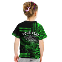 (Custom Personalised) Hawaii T Shirt KID Kakau Warrior Helmet Gradient Green Polynesian LT14 - Polynesian Pride
