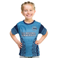 Fiji University T Shirt National Fijian Tapa Pattern Blue LT14 - Polynesian Pride