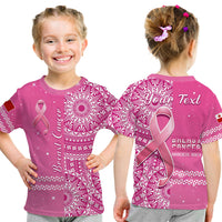 Custom Tonga Breast Cancer T Shirt Tongan Ngatu Pattern No One Fights Alone LT14 Kid Pink - Polynesian Pride