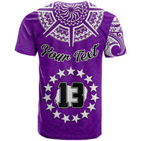 (Custom Text and Number) Rarotonga Cook Islands T Shirt Turtle and Map Style Purple LT13 - Polynesian Pride