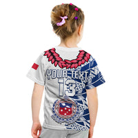 (Custom Text and Number) Toa Samoa Rugby T Shirt Siamupini Ula Fala White LT13 - Polynesian Pride
