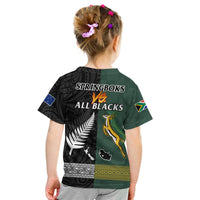 South Africa Protea and New Zealand Fern T Shirt KID Rugby Go Springboks vs All Black LT13 - Polynesian Pride
