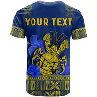 Custom Niue T Shirt Happy Constitution Day Niuean Hiapo Crab With Map LT14 - Polynesian Pride