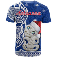 New Zealand Christmas T Shirt Hei Tiki Blue Pohutukawa Meri Kirihimete LT14 - Polynesian Pride