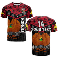(Custom Text and Number) Papua New Guinea Rugby T Shirt PNG Kumuls Bird of Paradise Black LT14 Adult Black - Polynesian Pride