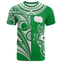 Rarotonga Cook Islands T Shirt Turtle and Map Style Green LT13 Green - Polynesian Pride