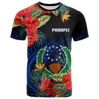 Pohnpei State T Shirt FSM Hibiscus Flowers Mix Polynesian LT14 Blue - Polynesian Pride