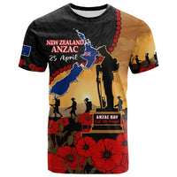 Custom New Zealand Anzac T Shirt Maori Camouflage Mix Poppies We Will Remember Them LT14 - Polynesian Pride