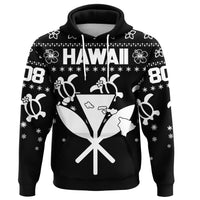 Kanaka Turtle Christmas Pattern Hoodie Helen Style White - Polynesian Pride