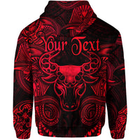 Custom Taurus Zodiac Polynesian Zip Hoodie Unique Style Red LT8 - Polynesian Pride