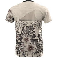 Tokelau T Shirt Tokelauan FLag Beige Hibiscus - Polynesian Pride