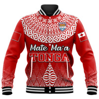Mate Ma'a Tonga Rugby Baseball Jacket Tongan Kupesi Ngatu Style LT9 Unisex Red - Polynesian Pride