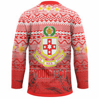 Tonga Custom Personalised Hockey Jersey - Kolisi Tonga With Tropical Flowers LT10 - Polynesian Pride