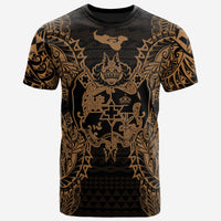 Tonga T Shirt Tonga Coat of Arms Map Polynesian Tattoo Gold Unisex Gold - Polynesian Pride