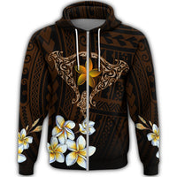 Hawaiian Plumeria Ray Zipper Hoodie Rise Style - Polynesian Pride
