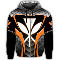 Hawaiian Polynesian Kanaka Zipper Hoodie Mea Kaua Style - Polynesian Pride