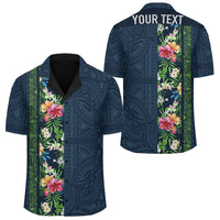 (Personalized) Hawaii Hibiscus Polynesia Hawaiian Shirt - Domi Style Unisex Indigo - Polynesian Pride