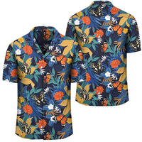 Tropical Buttterfly And Flower Hawaiian Shirt Unisex Black - Polynesian Pride