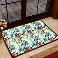 Tropical Flower, Plant And Leaf Pattern Hawaii Door Mat Door Mat Black - Polynesian Pride