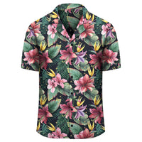 Tropical Flowers Palm And Leaves Hawaiian Shirt - Polynesian Pride
