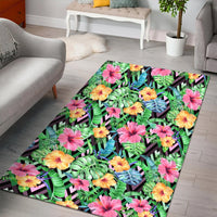 Tropical Hibiscus Banana Leafs Area Rug - AH - Polynesian Pride