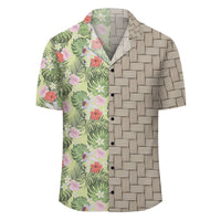Tropical Hibiscus Plumeria Green Lauhala Moiety Hawaiian Shirt - Polynesian Pride