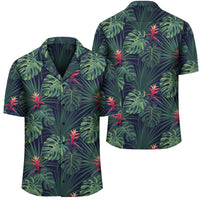 Tropical Monstera Leaf Green Hawaiian Shirt Unisex Black - Polynesian Pride